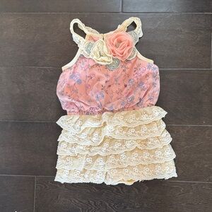 Floral Pink and Cream Kids Romper